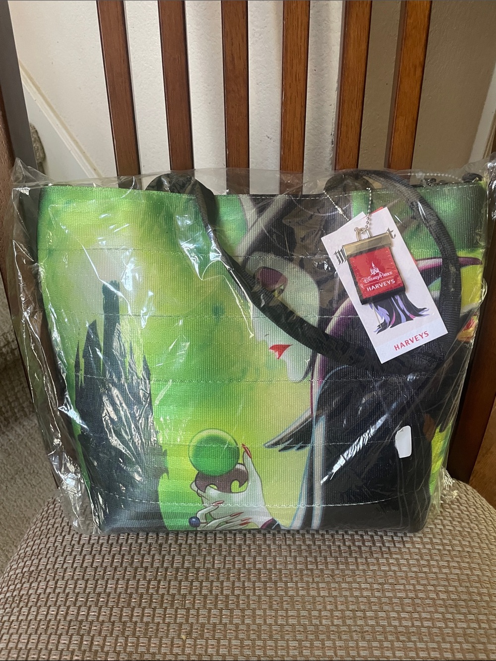 Harveys Disney Maleficent Bright Green Graphic Canvas Tote